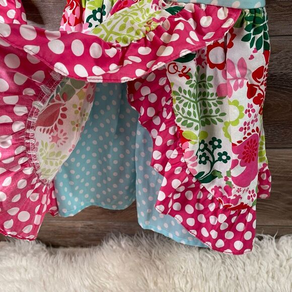 SMOCKED A LOT Toddler Girls Floral Ruffled Dress Size 18M Boho Polka Dots - Picture 7 of 9